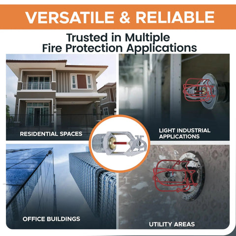 Heavy Duty Chrome Sidewall Fire Sprinkler Head With One Half Inch Npt Pipes And Rock Solid Automatic Glass Bulb Trigger Rated At 155 Fahrenheit for residential, industrial, and utility spaces.