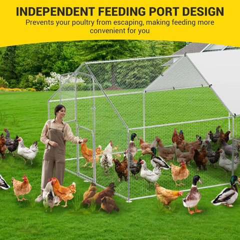 Huge Walk In Metal Chicken Coop With Heavy Duty Poultry Cage Waterproof UV Resistant Cover And Lockable Doors for Backyard