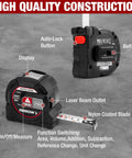 2-in-1 Laser Tape Measure With 215 Ft Laser Distance Meter And 16 Ft Manual Tape For Quick Long Range And Precise Short Range Readings, Durable Handheld Tool For Builders And DIYers, black auto-lock design