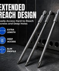 Heavy Duty 4 In 1 Hex Phillips Slotted Security Torx Long Screwdriver Bits Set With Magnetic 16 Piece 1 4 Inch Hex Shank 4 Inch S2 Steel for power drill showing three long bits with hex heads.