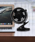 Clip On Fan Battery Operated With 360 Degree Rotation 8 Free AA Batteries Included Quiet USB Or Battery Powered Personal Fan on desk