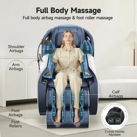 Full Body Massage Chair With Phone Controller And Heart Health Readout Zero Gravity 3D SL Track Recliner With app control
