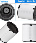 3 in 1 Levoit LV H133 Replacement Filter Set with Nylon Pre Filter True HEPA and Activated Carbon, four filter views, white and black design