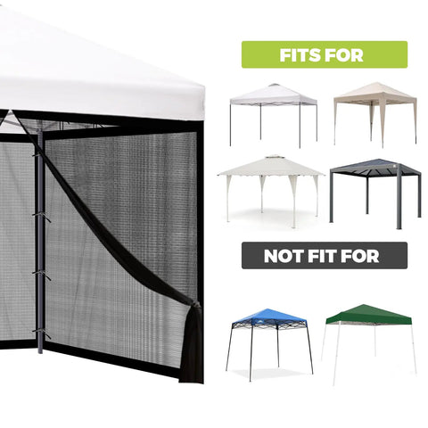 10x10 Ft Pop Up Canopy Mosquito Netting With Zipper Doors Universal Bug Screen Enclosure fits various canopies