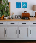 Set Of 30 Matte Black Square Cabinet Handles 3 3/4 Inch Center To Center Drawer Pulls on white kitchen cabinet drawers
