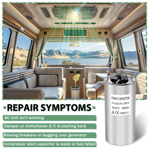 RV Air Conditioner Capacitor 55 15 MFD 370 440V AC Service Kit for Dometic detailed with symptoms list