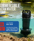 1.0HP Submersible Sump Pump With Automatic Float Switch, High 4200 GPH Flow, 28 Ft Lift, aluminum body in water
