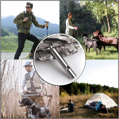 Two Pack Mini Stainless Steel Survival Whistles For Camping Hiking Boating And Outdoors Ultra Loud Emergency Signal With Long Range Ideal For Sporting Events And Dog Calls Keychain Included