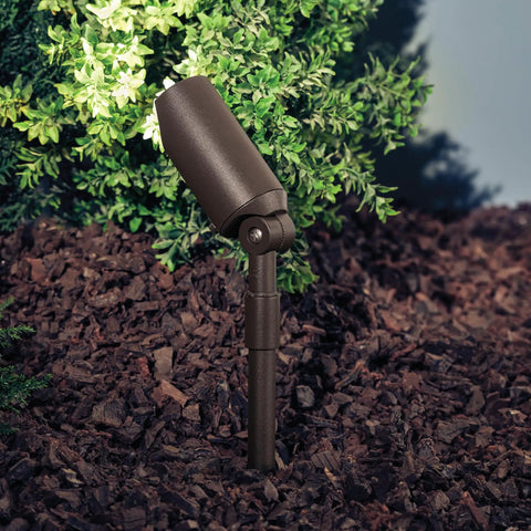 Six Inch Outdoor Accent Light In Textured Architectural Bronze Low Voltage 12V LED Adjustable Spotlight, landscape setup