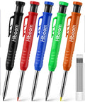 Mechanical Carpenter Pencil Set With Built In Sharpener And Long Nose Tip Clip Portable 5 Color Pencils With 30 Refills