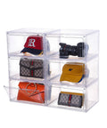 Six Pack Clear Purse And Handbag Display Boxes With Acrylic Magnetic Doors For Wallets, Cosmetics, Toys, And Collectibles