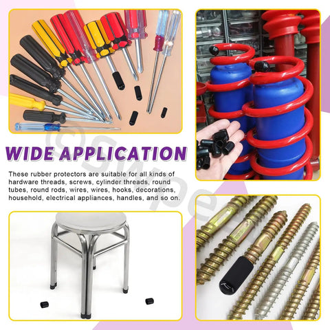 Must Have 496 Piece Black Vinyl Rubber End Caps Kit With 17 Sizes From 1.5mm To 20mm for round tubes and screws shown in use