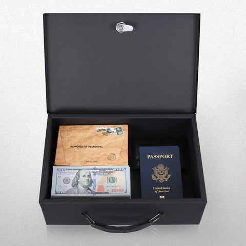 Open Fire Resistant Safe Box With Key Lock For Home And Office Security Keep Your Valuables And Important Docs Safe And Dry