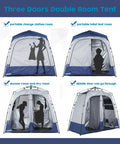 Pop Up Portable Camping Shower Tent Deluxe Changing Room Privacy Shelter Two Rooms With Floor Drain For Beach Camp