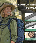 Woman wearing 2 Pack Premium Mosquito Head Nets With Drawstring Breathable Ultra Large Bug Net For Head Fits Most Hats