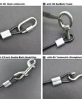 10 Pack 5mm Vinyl Coated Stainless Steel Wire Cable With Loops 12 Inch Lanyard Lock Security Chain with connectors detail.