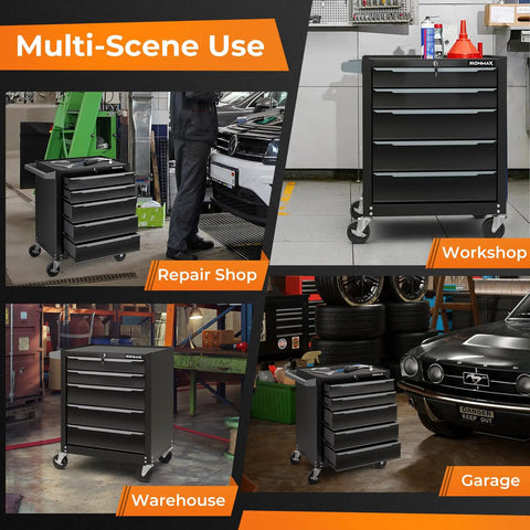 Badass Heavy Duty Steel Rolling Tool Chest With Five Ball Bearing Drawers Central Keyed Lock Solid Grip Handle Pegboard Slots And Smooth Glide Locking Casters For Garage Or Shop Setup