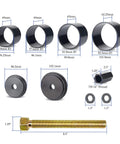 Astro Tools 78825 XL Grade 8 drive bolt 25-piece front-wheel bearing puller adapter kit; black spacers.