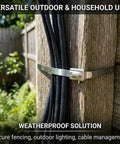 Heavy Duty 304 Stainless Steel Zip Ties, 4 Inch, 100 Pack, securing cables to wooden post outdoors, weather ready