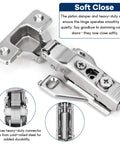 40 Pack Three Quarter Inch Full Overlay Face Frame Soft Close Hidden Cabinet Hinges With Screws, 105 Degree 3D Adjustable Clip On Plate