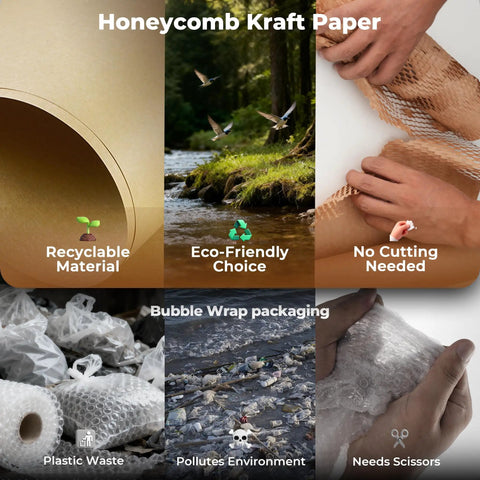 Eco Friendly Honeycomb Packing Paper Roll Pro Grade 12 Inch By 200 Foot Biodegradable Kraft Cushioning For Moving And Shipping