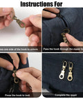 Demonstration of using 20 Pack Zipper Pull Replacement Kit With 2 Styles Detachable Sliders Easy Install For Jackets Backpacks And Luggage DIY Zipper Repair Instant Fixer Keeps Your Gear Rolling.