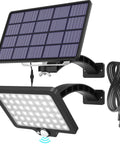 Solar Security Light With Motion Sensor 1000 Lumen 48 LED IP65 Waterproof Outdoor Floodlight With Auto On Off Dusk To Dawn 3 Modes Separate Solar Panel Easy Install For Wall Porch Barn Garage