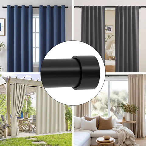End Cap Finials For Curtain Rods 1 Inch Black Pack Of 2 Modern Minimalist Metal Drapery Rod Ends With M6 Threads on curtain rods