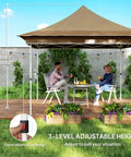 12 X 12 Ft Pop Up Canopy Tent With Mesh Netting UPF50 Instant Sun Shelter Beige in garden with adjustable height features