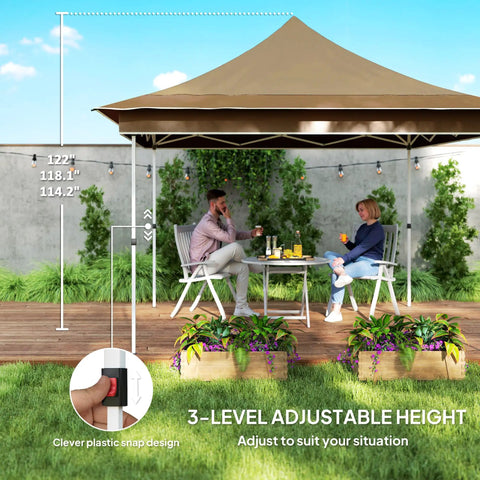 12 X 12 Ft Pop Up Canopy Tent With Mesh Netting UPF50 Instant Sun Shelter Beige in garden with adjustable height features