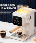 Next Level Touchscreen Espresso Machine Loaded With A 20 Bar Italian Pump And Quick Release Steam Wand For Rich Crema Dreamy Lattes And Zero Hassle Daily Coffee Runs At Home, featuring integrated cup warmer and display.