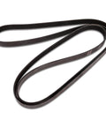 R135822 Replacement Drive Belt For Lawn Tractors And Riding Mowers Heavy Duty OEM Quality Fit Durable Belt For Smooth Performance Compatible With Decks And Clutches Easy Install Long Lasting Reliability black replacement drive belt coiled on white background