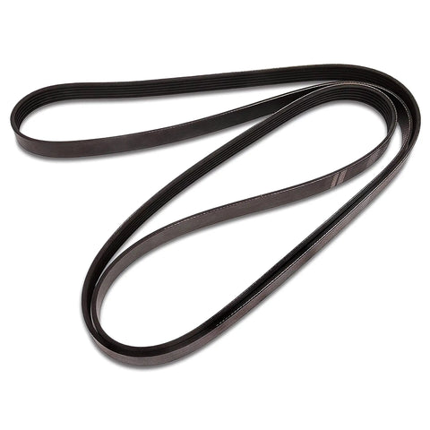 R135822 Replacement Drive Belt For Lawn Tractors And Riding Mowers Heavy Duty OEM Quality Fit Durable Belt For Smooth Performance Compatible With Decks And Clutches Easy Install Long Lasting Reliability black replacement drive belt coiled on white background