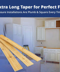 Extra Long 15 Inch Tapered Spruce And Fir Wood Shims Pack Of 13 for installations in kitchen cabinet leveling