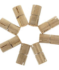 8 Pack Brass Concealed Box Hinges With Hidden Design arranged in a circular pattern, vintage round button barrel style