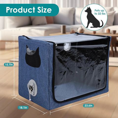 Must Have Pet Nebulizer Box for Dogs and Cats, Large Transparent Folding Atomization Box, portable blue design