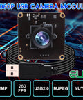 Dope 1080P USB2.0 Camera Module With 100 Degree Wide Angle No Distortion Lens, 2MP Embedded Webcam Board, cable on circuit board