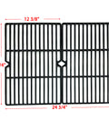 Premium Porcelain Coated Cast Iron Cooking Grates Set Of Two Twelve And Three Eighths By Nineteen And One Quarter Inches showing dimensions.