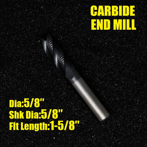 Roughing End Mill Beefy Carbide Square Nose Four Flute End Milling Bit Five Eighth Inch Shank Five Eighth Inch Cutting Diameter
