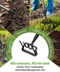 2 In 1 Heavy Duty Garden Hoe And Cultivator With 60 Inch Adjustable Handle Lightweight Weeding Tool for various gardening tasks.