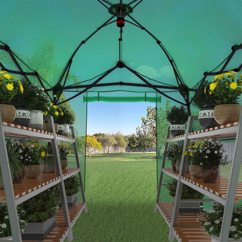 Walk In Pop Up Greenhouse For Indoor Or Outdoor Use 8.5 By 7 Ft Grow Tent With Zippered Doors Screen Windows Heavy Duty Frame And Weather Resistant PE Cover For Plants Veggies Herbs And Flowers