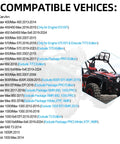 Compatibility list for 2 Pcs Rear Driveshaft U Joint Set For Outlander Renegade Commander Maverick Quest Traxter 400 450 500 570 650 800 850 1000 ATV U Joint Replacement Kit shown with ATV side view.