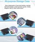 Mini Tackle Box Organizer 4 Pack Palm Sized Portable Plastic Fishing Storage Boxes with compartments for tackle supplies.