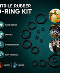 Workhorse Nitrile Rubber O Ring Assortment Kit 1030 Pieces In 31 Sizes For Oil And Hydraulic Fluid Sealing shown with benefits