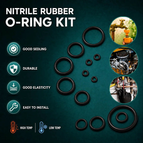 Workhorse Nitrile Rubber O Ring Assortment Kit 1030 Pieces In 31 Sizes For Oil And Hydraulic Fluid Sealing shown with benefits
