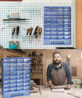 Dope 33 Drawer Plastic Small Parts Organizer With Clear Drawers for hardware, beads, and tools, wall and bench mounted, blue