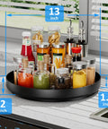 Ovicar 13-inch black metal Lazy Susan turntable for spice storage in cabinet or kitchen