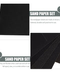 Nine Sheets Wet Dry Sandpaper Assortment With Grits 60 To 320 For Woodworking Projects including flexible silicon carbide sheets.