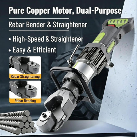 Handheld Hydraulic Steel Bar Bender And Rebar Straightener Combo Tool For 4Mm To 32Mm Deformed Rods with pure copper motor.