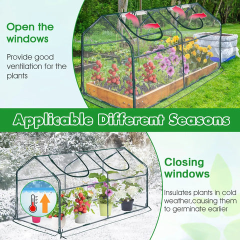 Compact Outdoor Mini Greenhouse With Roll Up Door No Fuss Setup Portable Tunnel Grow Shelter Clear UV Waterproof Cover Sturdy Steel Frame And 8 Ground Stakes 71 Inch By 36 Inch By 36 Inch